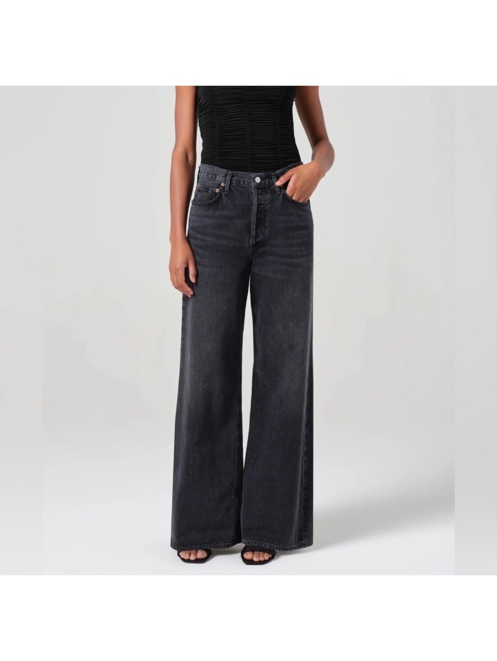 AGOLDE Dame black high waisted wide leg jeans - 31